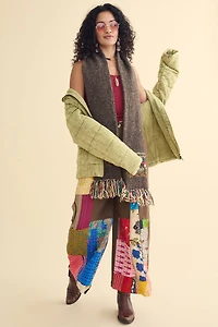 Olive Acid Puffer Quilted Jacket