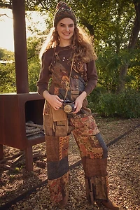 Assorted Mushroom Mixed Patchwork Overalls