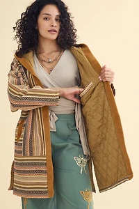 Jacquard Button Down Hooded Jacket