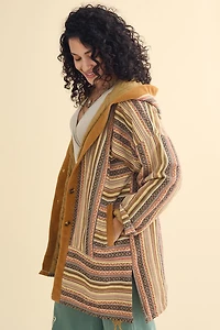 Jacquard Button Down Hooded Jacket