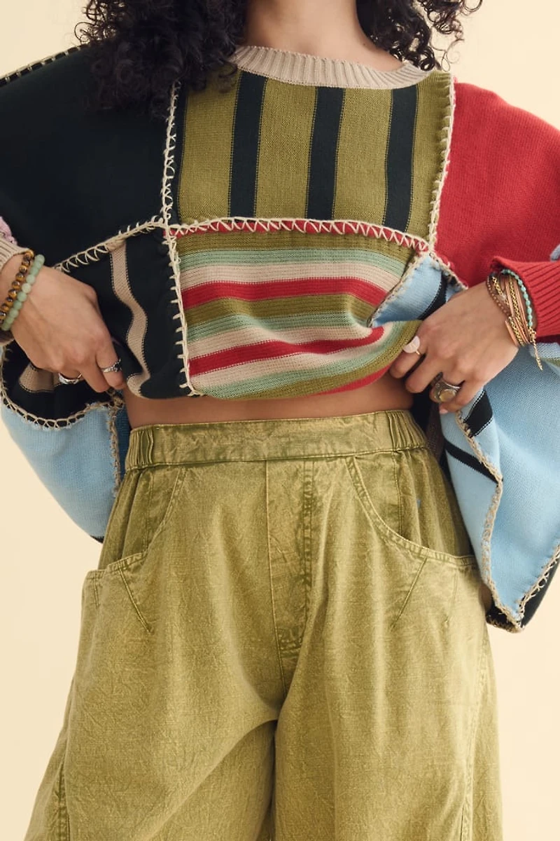 Buy Green Stone Wash Wide Leg Pants Online at Earthbound Trading