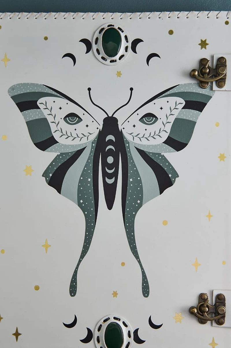 XL Green Moon Moth Leather Journal