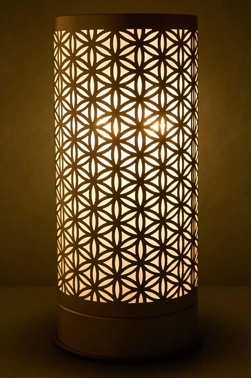Silver Flower of Life Electric Oil Burner and Touch Lamp