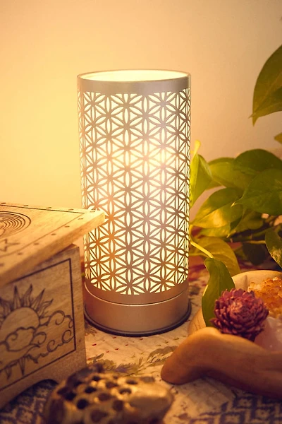 Silver Flower of Life Electric Oil Burner and Touch Lamp