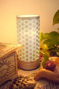 Silver Flower of Life Electric Oil Burner and Touch Lamp