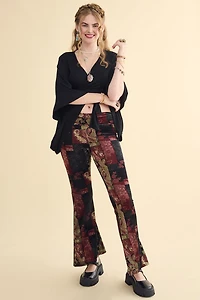 Paisley Velvet Lace Patchwork Flare Pants
