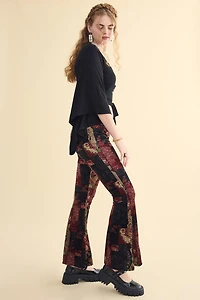 Paisley Velvet Lace Patchwork Flare Pants