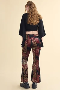 Paisley Velvet Lace Patchwork Flare Pants