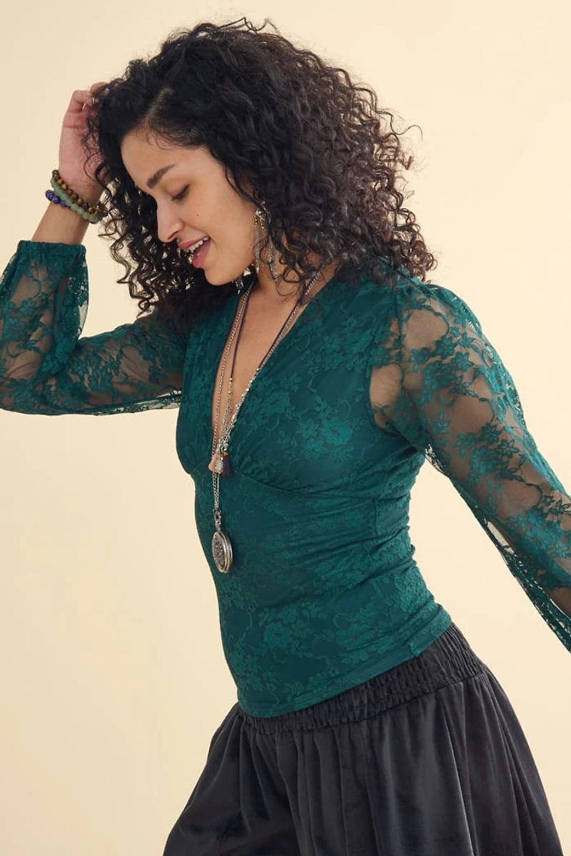 June Bug Lace V-Neck Top