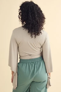 Taupe Buttery Bell Sleeve Wrap Top