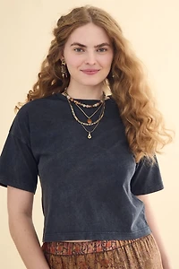 Buy Grey Sheer Back Butterfly Crop T-Shirt Online at Earthbound Trading