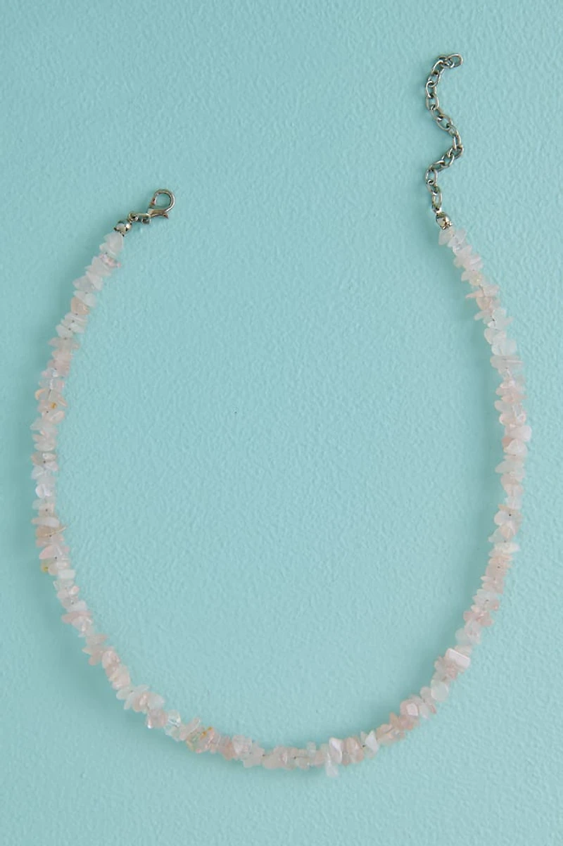 Rose Quartz Mini Gemstone Chip Necklace