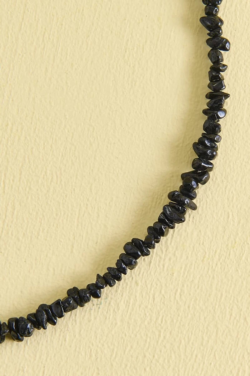 Black Tourmaline Mini Gemstone Chip Necklace