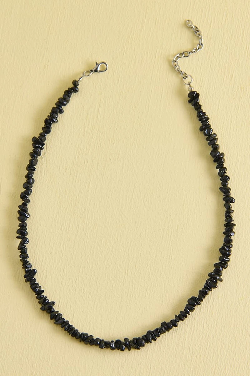 Black Tourmaline Mini Gemstone Chip Necklace