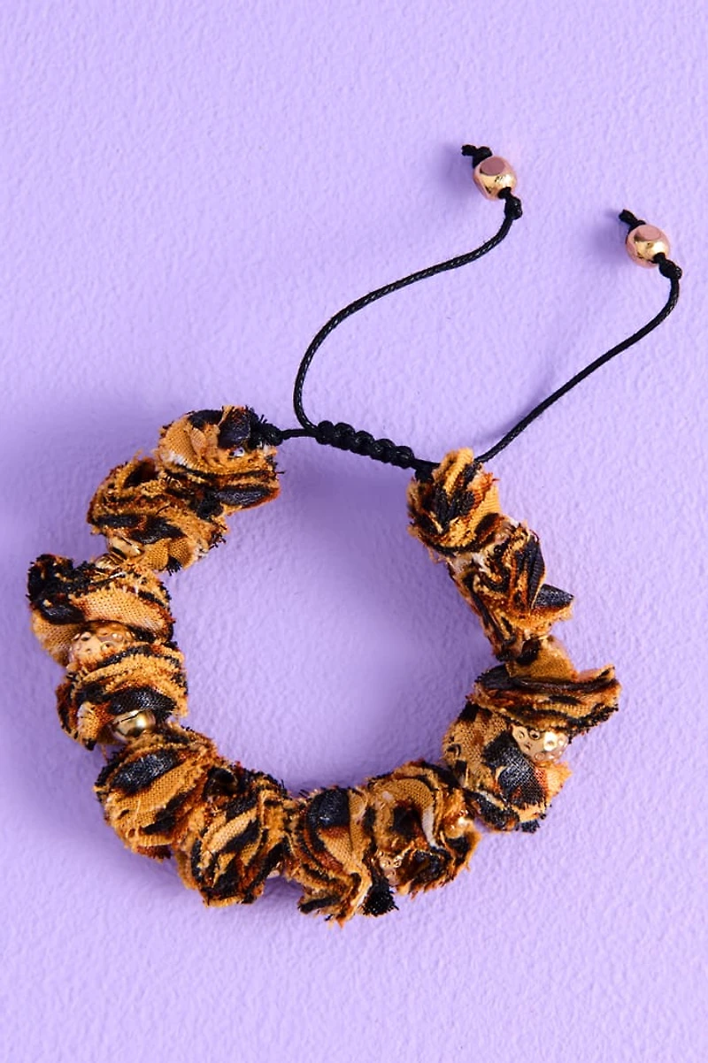 Animal Print Scrunched Fabric Bracelet