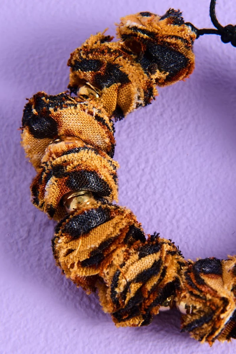 Animal Print Scrunched Fabric Bracelet