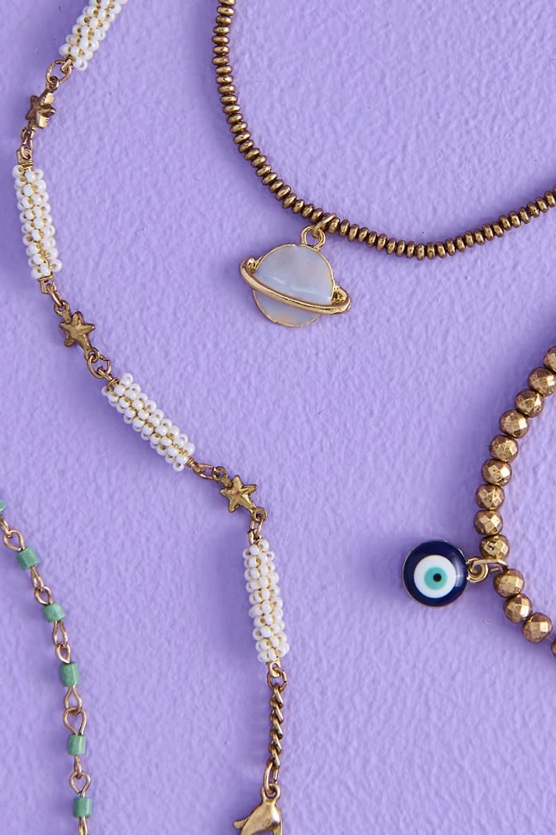 Cosmic Protection Evil Eye Beaded Bracelet Set