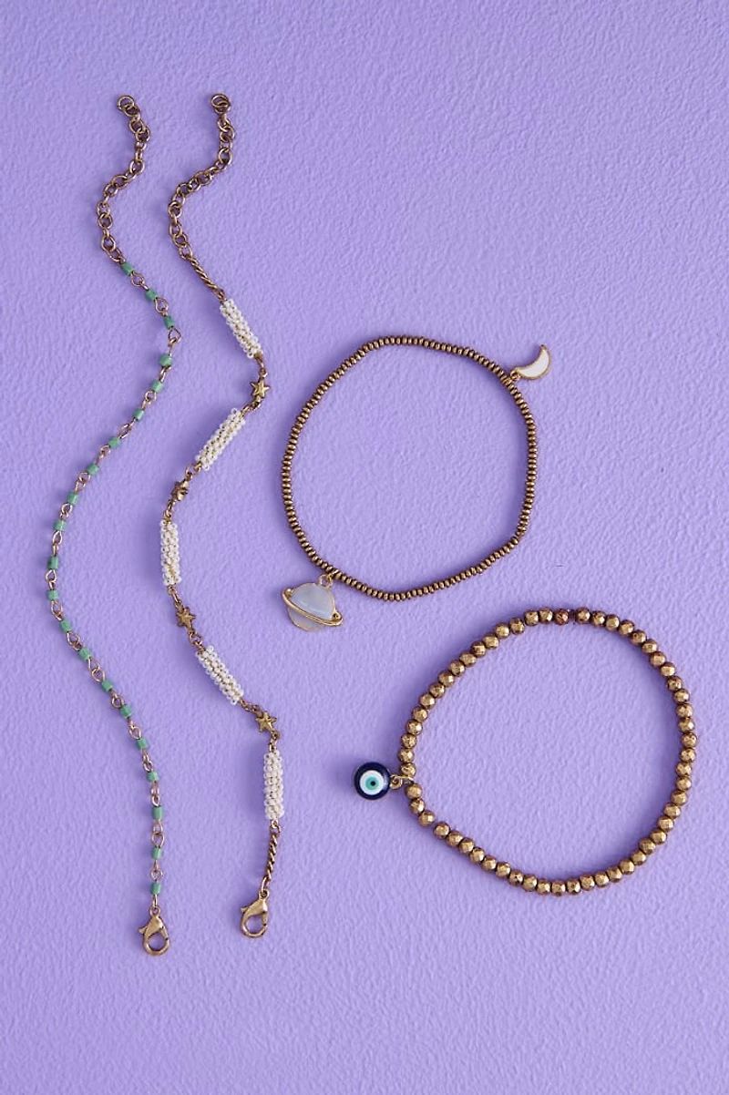 Cosmic Protection Evil Eye Beaded Bracelet Set