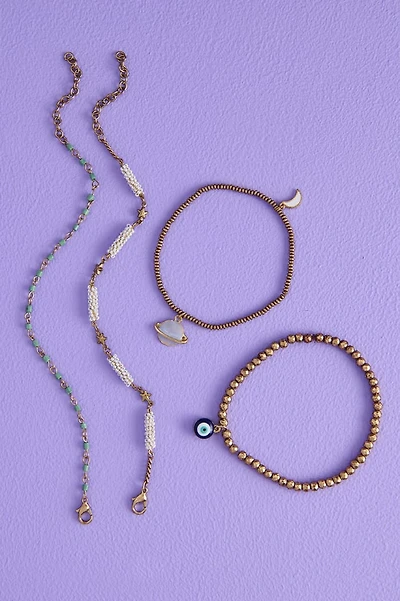 Cosmic Protection Evil Eye Beaded Bracelet Set