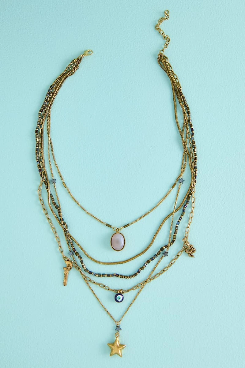 Buy Agate Moonlit Fantasy Charm Layered Necklace Online at Earthbound Trading