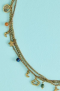 Green Jasper Mystic Moon Triple Layered Necklace