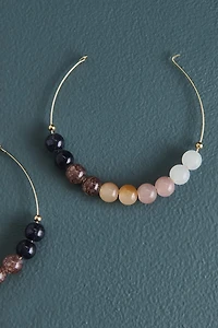 Buy Peachy Multi Glass Stone Beaded Hoop Earrings Online at Earthbound Trading