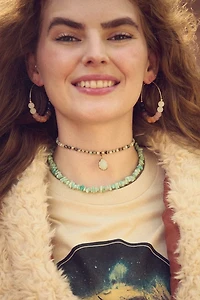 Buy Peachy Multi Glass Stone Beaded Hoop Earrings Online at Earthbound Trading