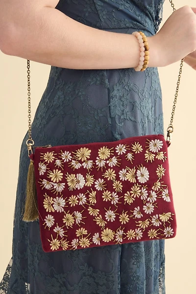 Velvet Daisy Embroidered Convertible Crossbody Bag
