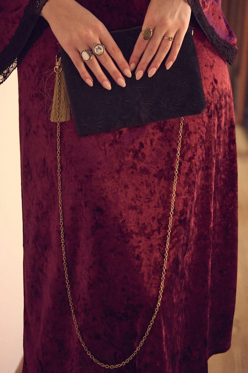 Velvet Paisley Embroidered Convertible Crossbody Bag