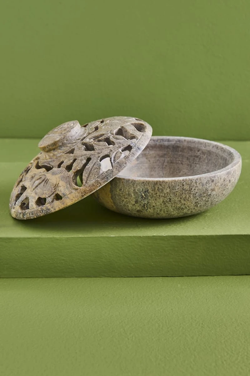 Hand-Carved Natural Soapstone Elephant Incense Burner