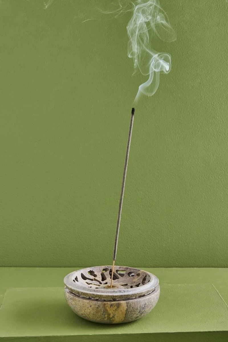 Hand-Carved Natural Soapstone Elephant Incense Burner