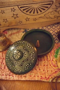 Hand-Carved Green Soapstone Pot Incense Burner