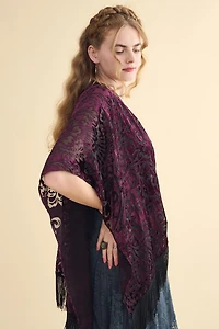 Buy Burgundy Ornate Velvet Burnout Shawl Online at Earthbound Trading
