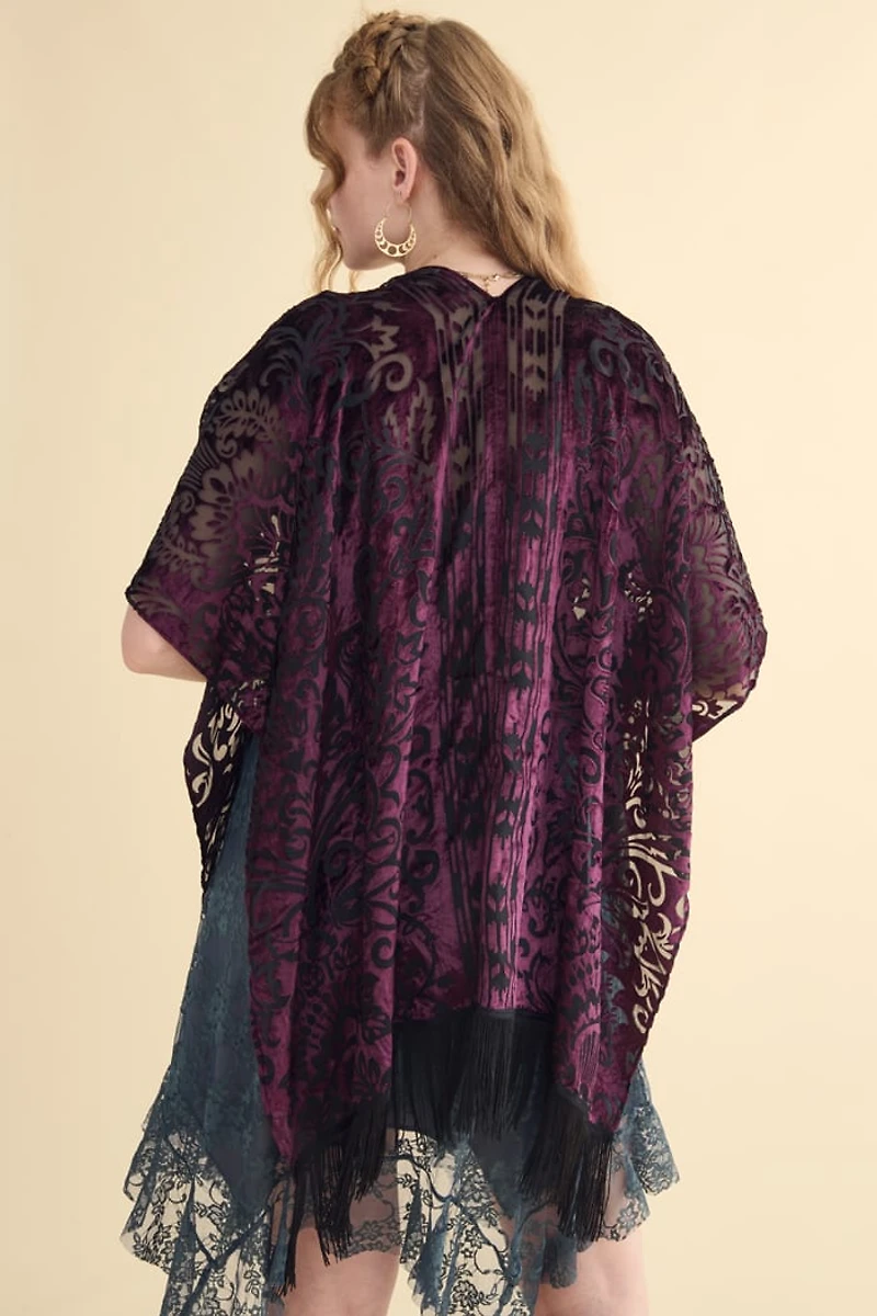 Buy Burgundy Ornate Velvet Burnout Shawl Online at Earthbound Trading