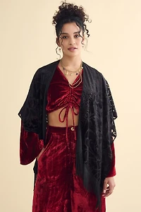 Black Paisley Velvet Burnout Shawl