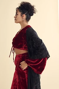 Black Paisley Velvet Burnout Shawl