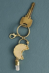 Clear Quartz Crescent Moon Keychain