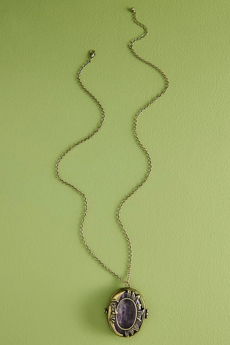 Split Celestial Worry Stone Locket Necklace