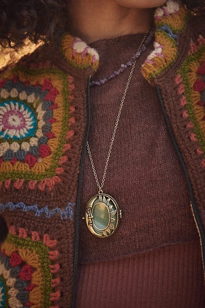 Split Celestial Worry Stone Locket Necklace