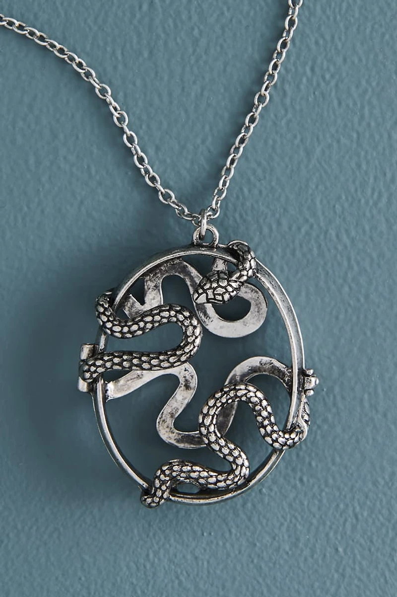 Serpent Worry Stone Locket Necklace