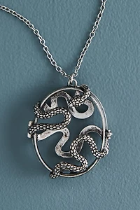 Serpent Worry Stone Locket Necklace