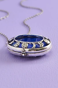 Moon Phase Worry Stone Locket Necklace