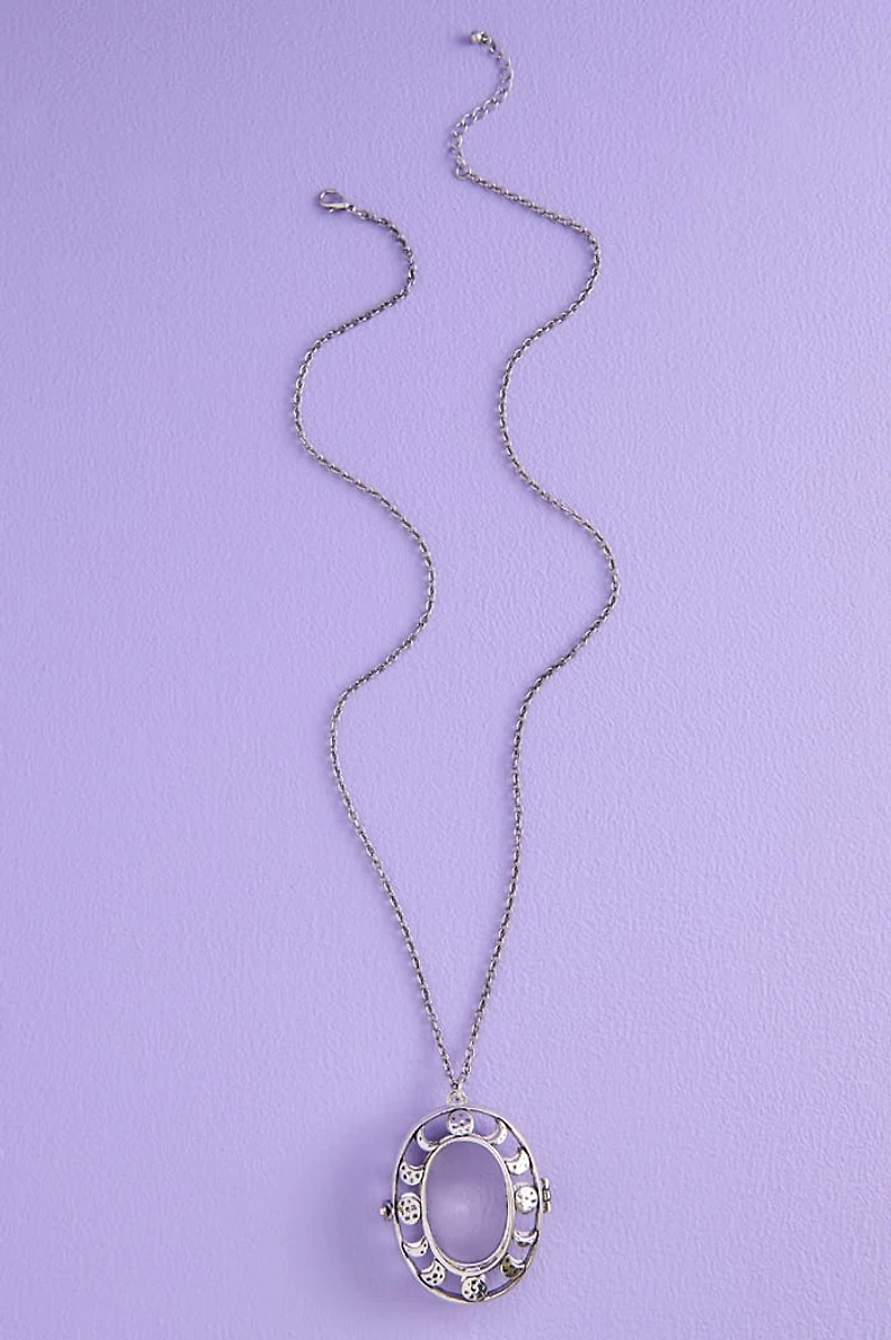 Moon Phase Worry Stone Locket Necklace