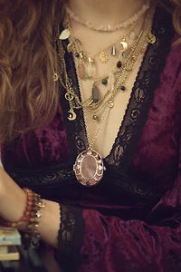 Moon Phase Worry Stone Locket Necklace