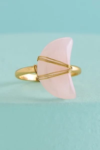 Rose Quartz Moon Wire Wrapped Ring