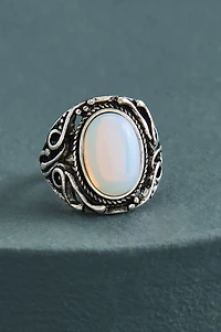 Antique Opalite Oval Shield Ring