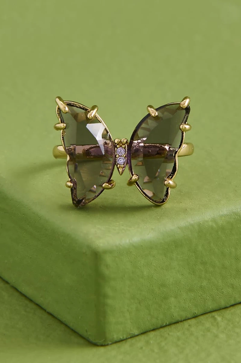 Purple Glass Butterfly Ring