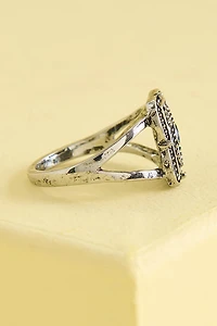 Silver Evil Eye Rectangle Signet Ring