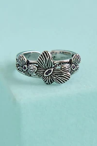 Silver Butterfly Trio Ring