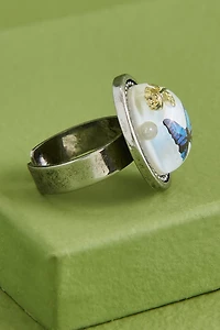 Antique Butterfly Rose Dome Ring